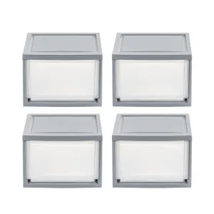 11.88" W Gray Stackble Storage Drawer, Pack of 4