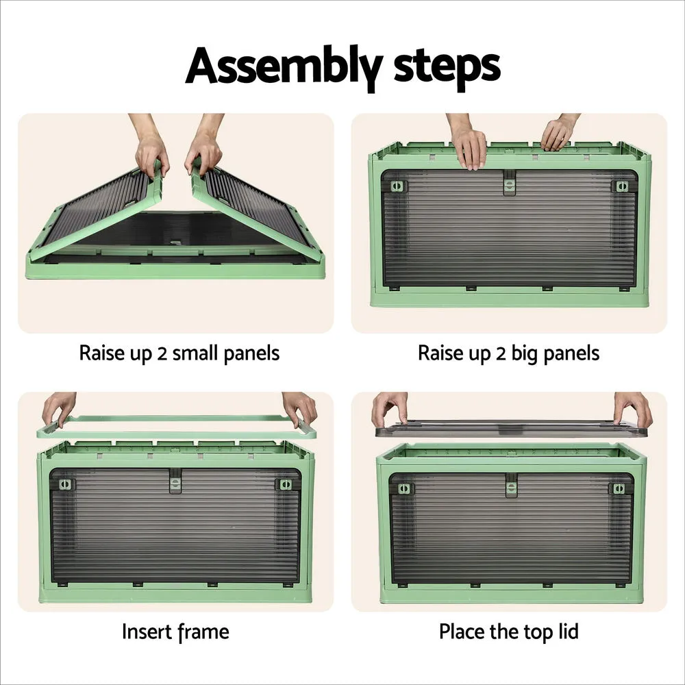 140L Storage Container Foldable Stackable Large 5 Sides Open Transparent