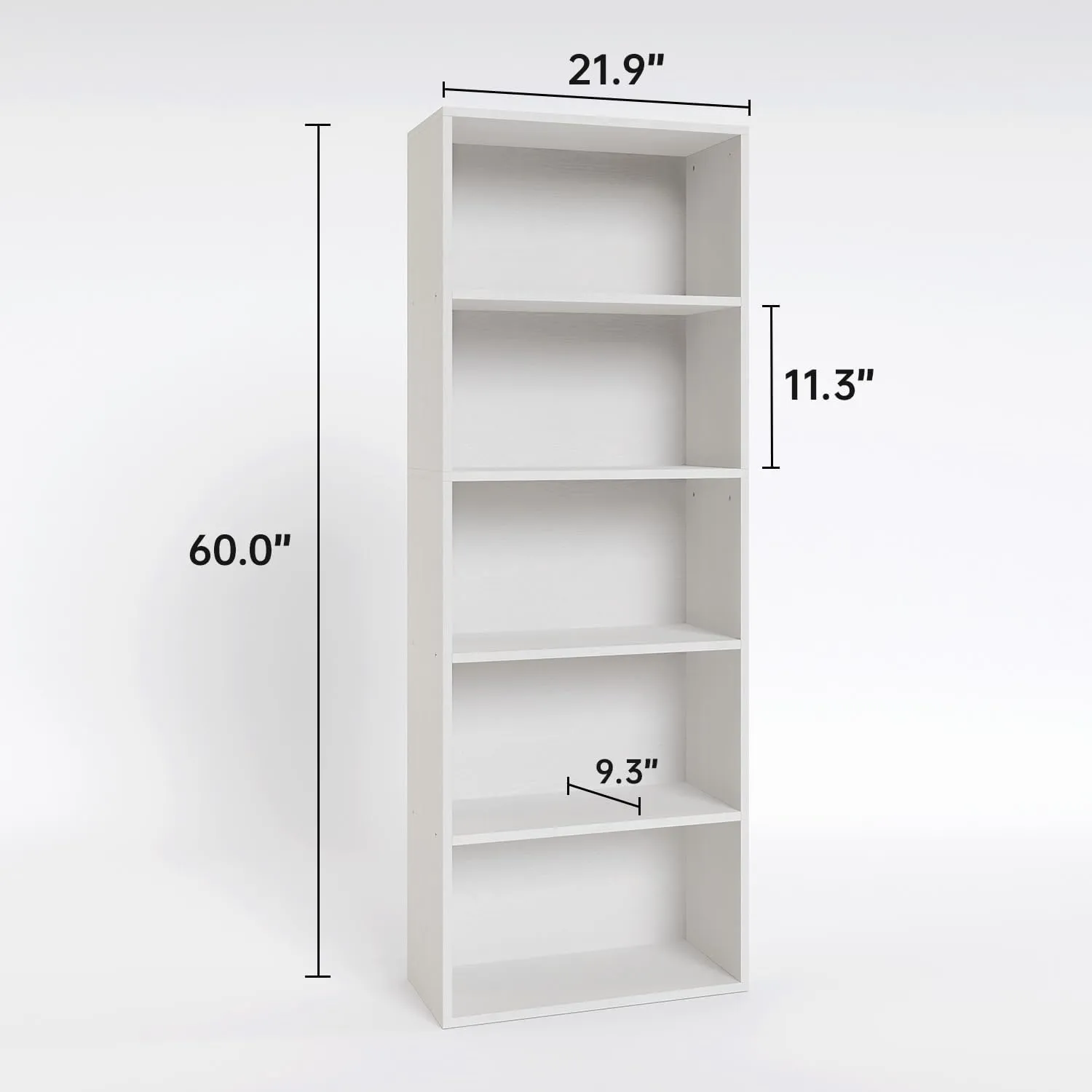 21.9" Width 5 Tiers Modern High Gloss Floor Bookshelf