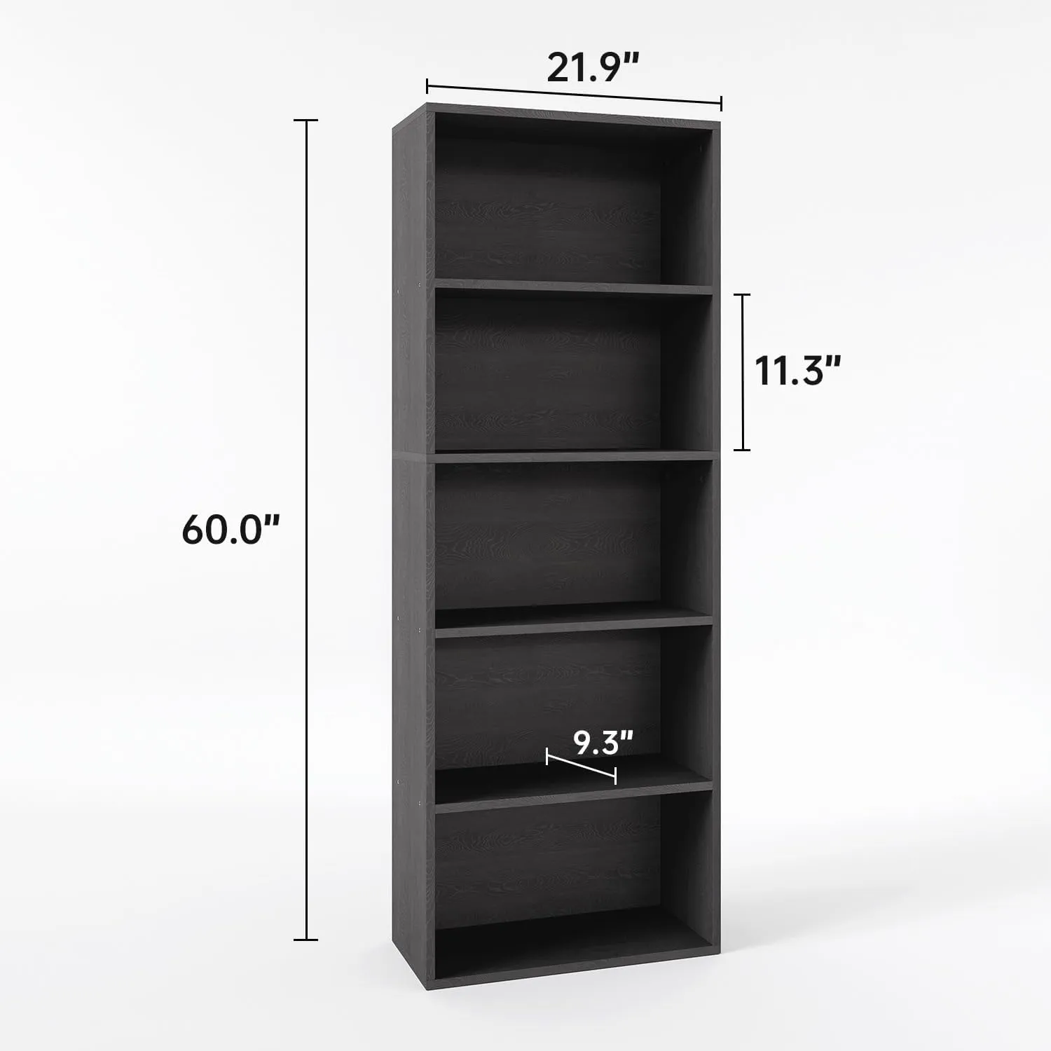 21.9" Width 5 Tiers Modern High Gloss Floor Bookshelf