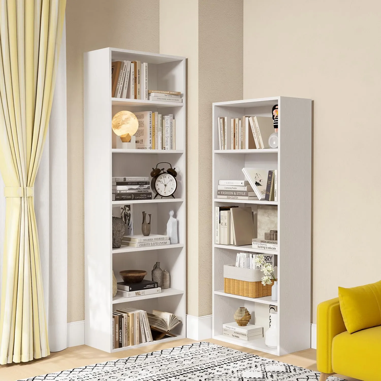 21.9" Width 5 Tiers Modern High Gloss Floor Bookshelf