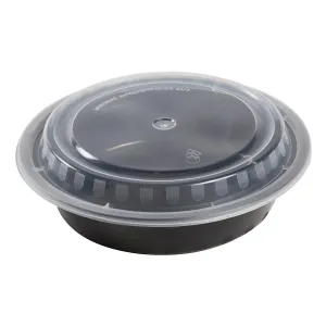 24 oz. Round Black Containers and Lids, Case of 150