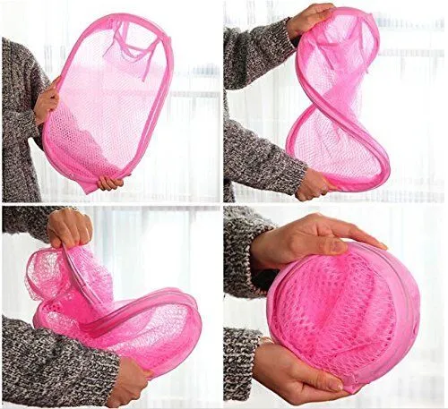 3 Pack Pop Up Folable Laundry Basket Mesh Hamper Washing Clothes Bag Storage Bin