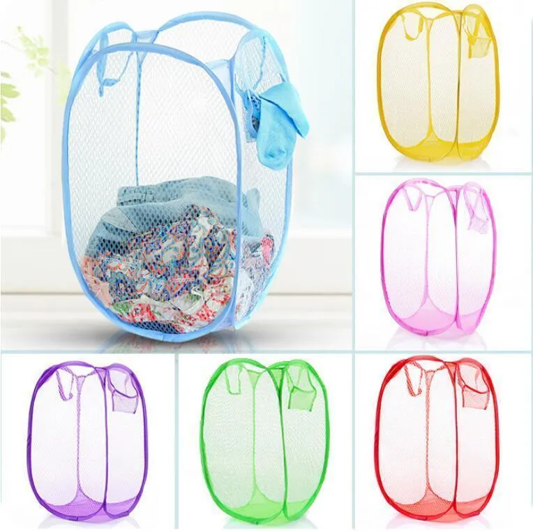 3 Pack Pop Up Folable Laundry Basket Mesh Hamper Washing Clothes Bag Storage Bin