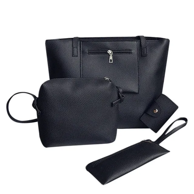 4 Sets Handbags for Women Durable Fashion Women Leather Four-Piece Shoulder Crossbody Bag Clutch Wallet Retro Bag sac main femme