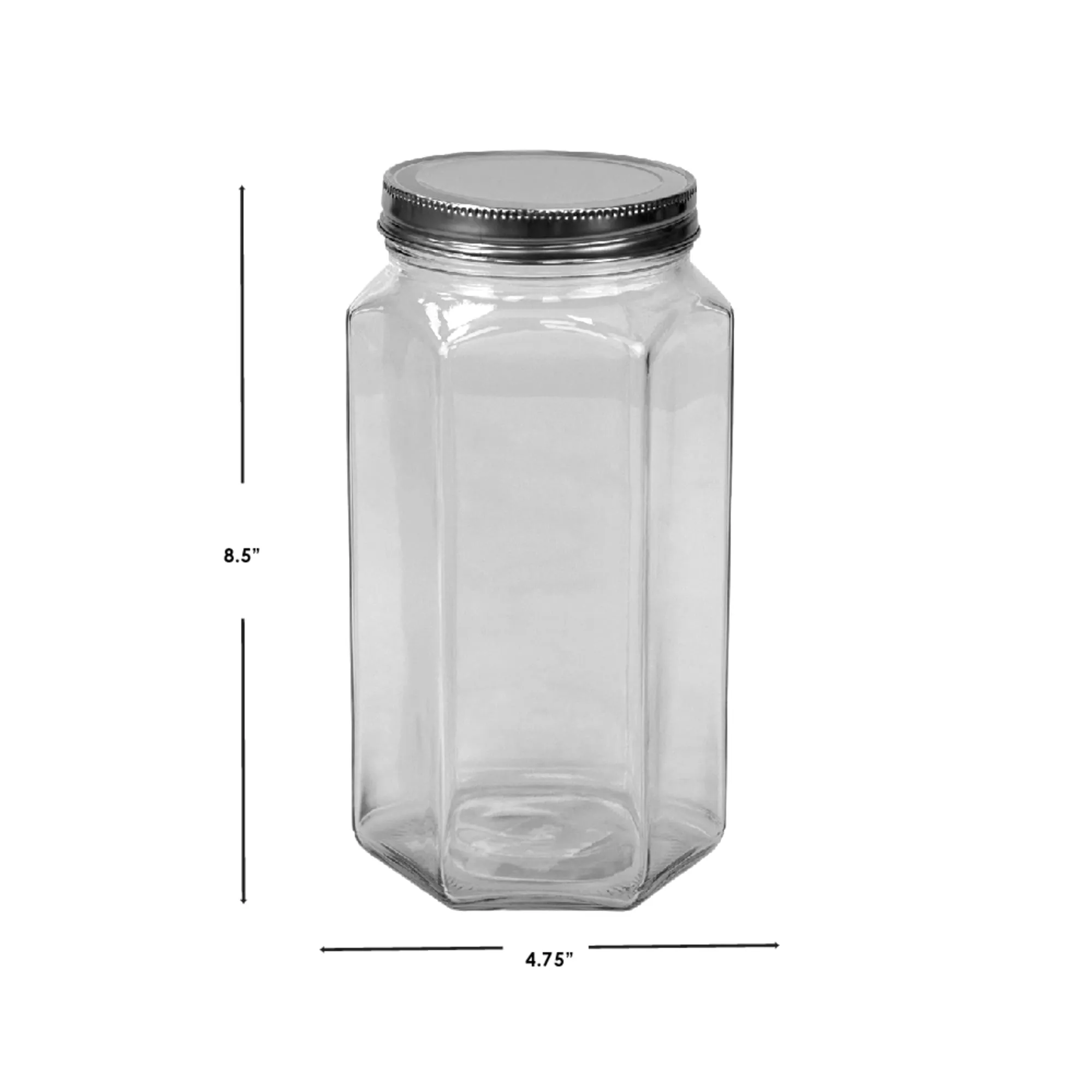 51 oz. Large Hexagon Glass Canister, Clear