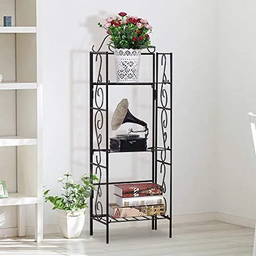 Amagabeli Standing Wire Shelf Shelving Unit Bakers Rack Metal Rustproof Organizer Corner Planter Stand Storage Shelves Black BG027