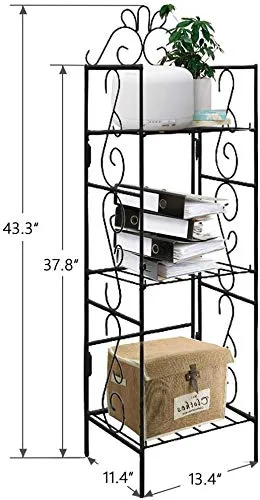 Amagabeli Standing Wire Shelf Shelving Unit Bakers Rack Metal Rustproof Organizer Corner Planter Stand Storage Shelves Black BG027