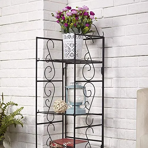 Amagabeli Standing Wire Shelf Shelving Unit Bakers Rack Metal Rustproof Organizer Corner Planter Stand Storage Shelves Black BG027