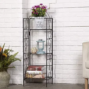 Amagabeli Standing Wire Shelf Shelving Unit Bakers Rack Metal Rustproof Organizer Corner Planter Stand Storage Shelves Black BG027