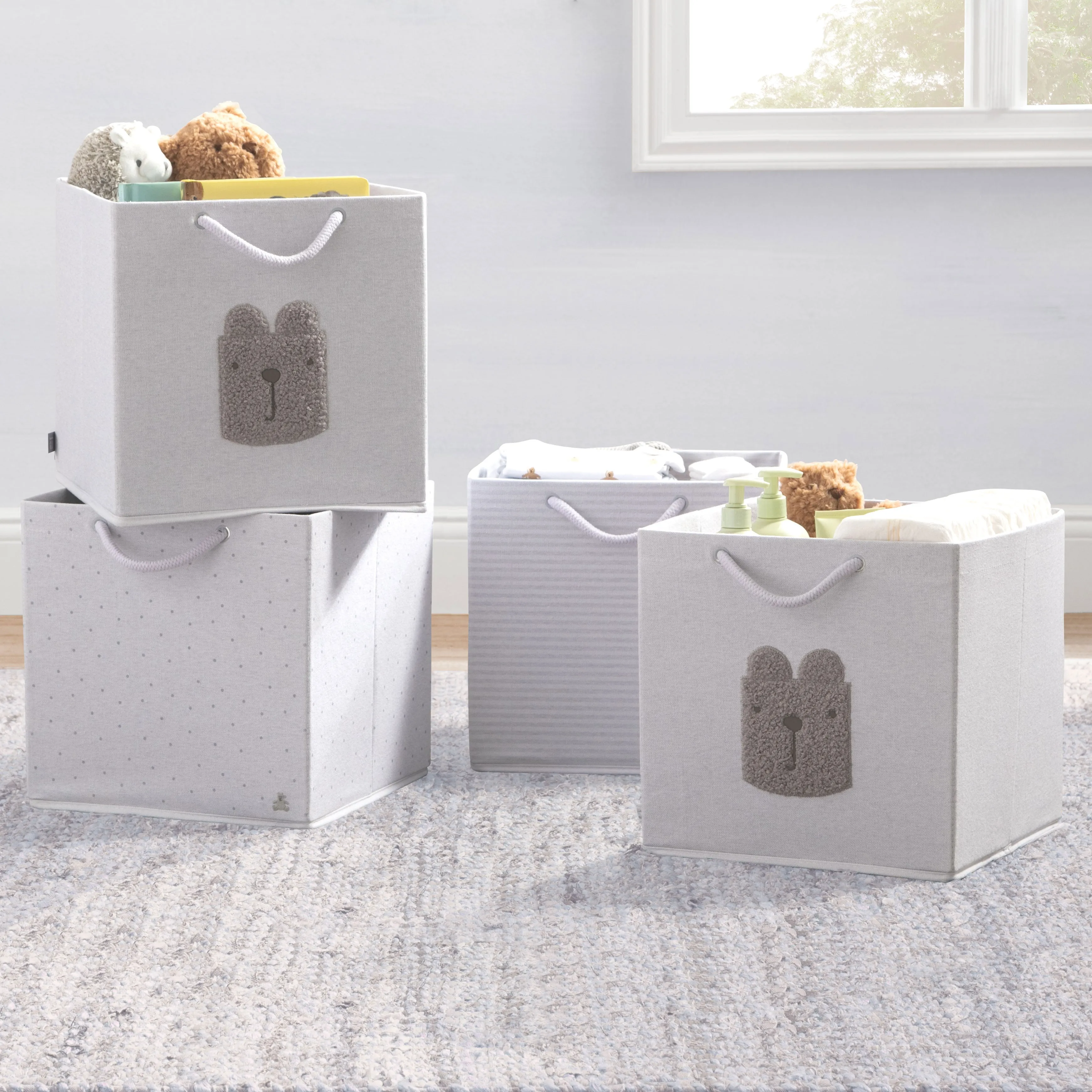 babyGap 4-Pack Brannan Bear Fabric Storage Bins with Handles