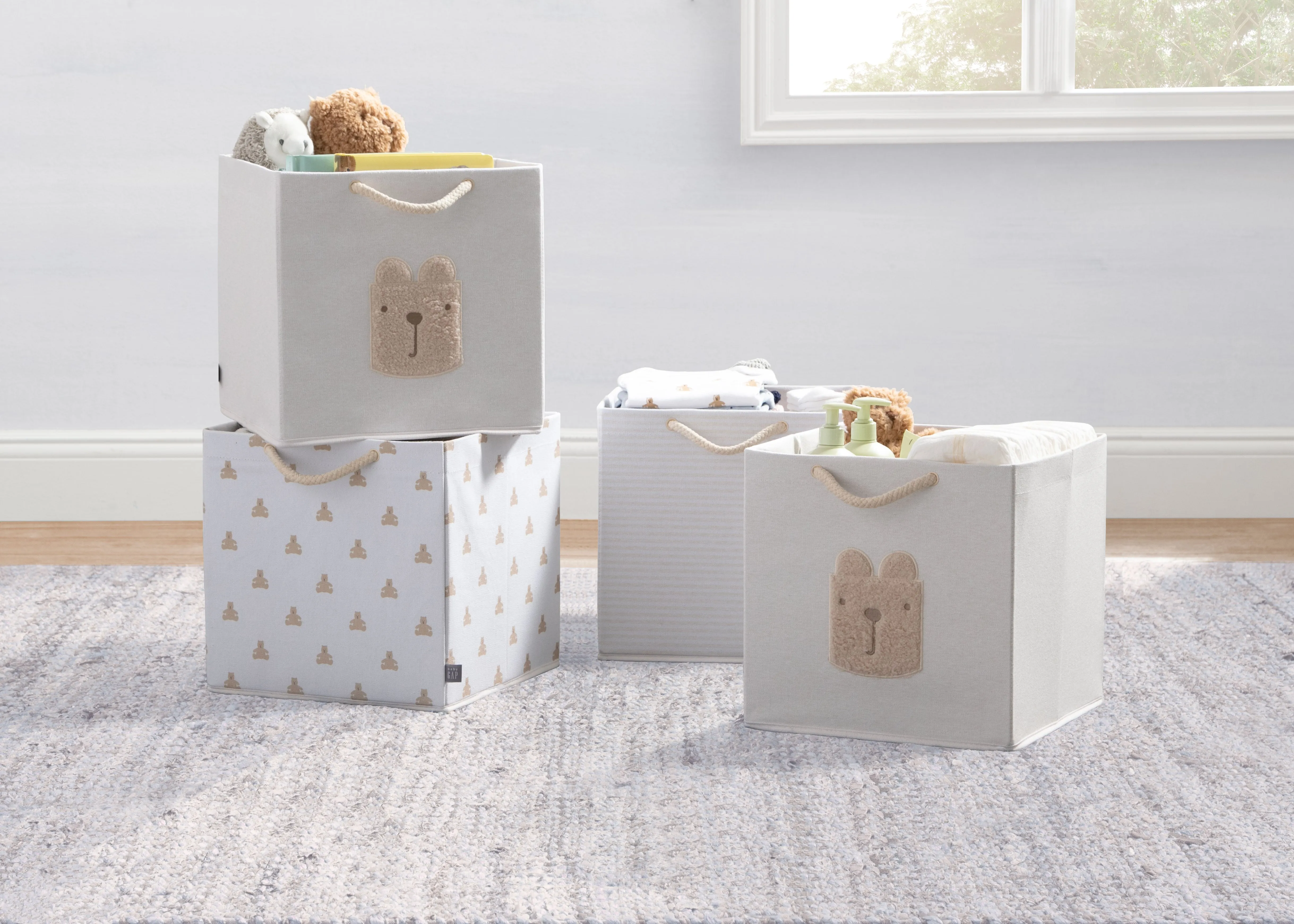 babyGap 4-Pack Brannan Bear Fabric Storage Bins with Handles