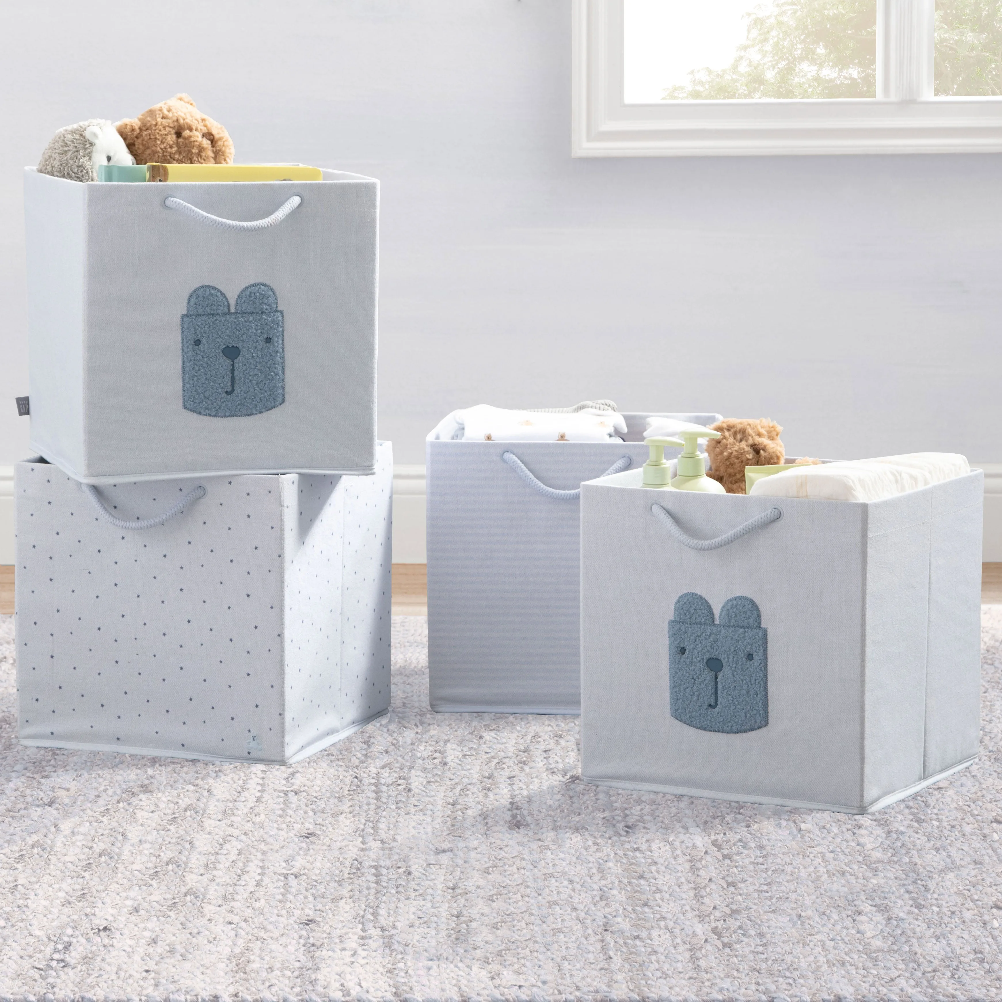 babyGap 4-Pack Brannan Bear Fabric Storage Bins with Handles