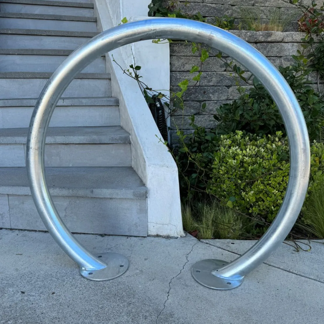 Commercial Circle Bike Racks - Surface Mount - Galvanized Steel - 2 Bike Capacity