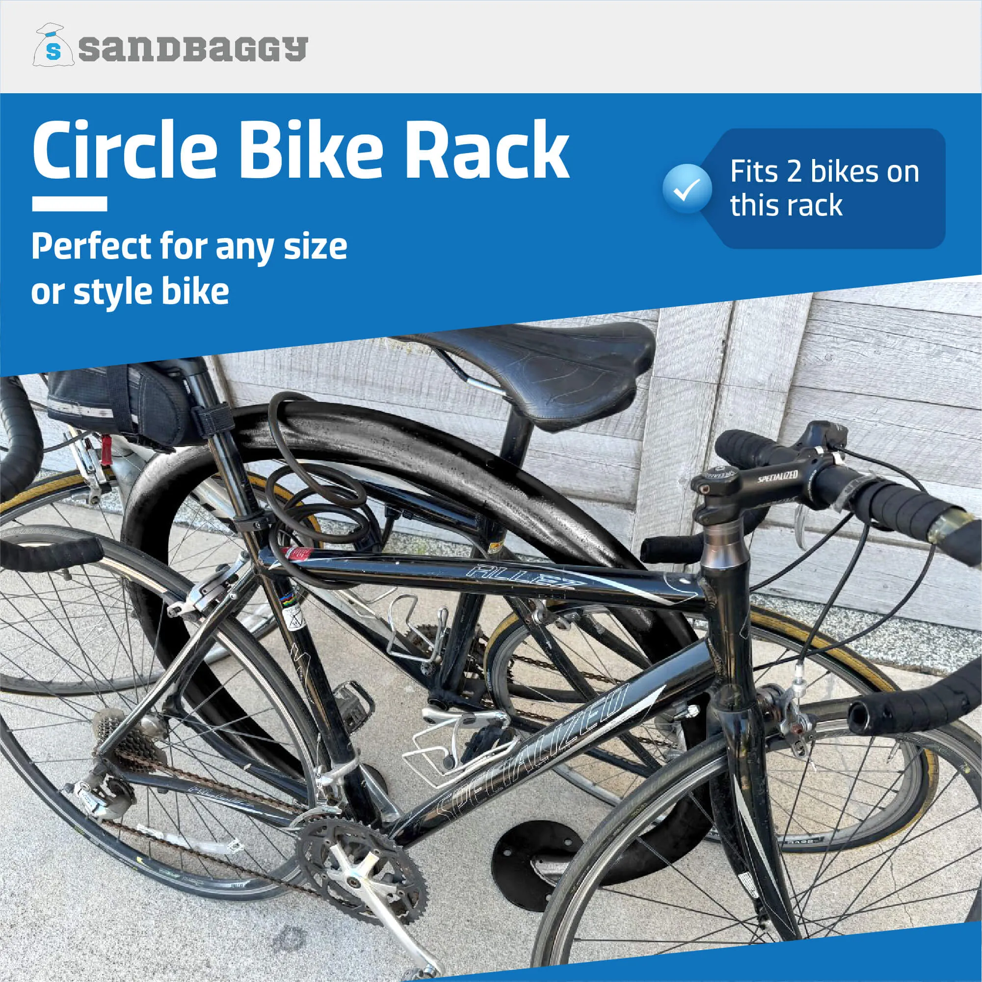 Commercial Circle Bike Racks - Surface Mount - Galvanized Steel - 2 Bike Capacity