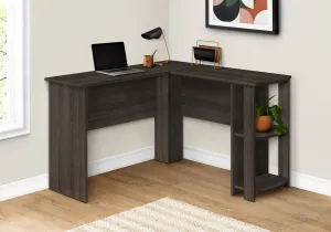 Computer Desk - Brown Oak L-Shaped Corner / 2 Shelves