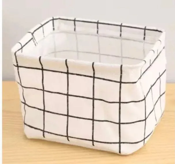 Cotton Foldable Desktop Storage Box, Waterproof Toys Laundry Storage Basket, Cosmetic Laundry Storage Organizer, Collapsible Basket For Cosmetics and Toys Storage