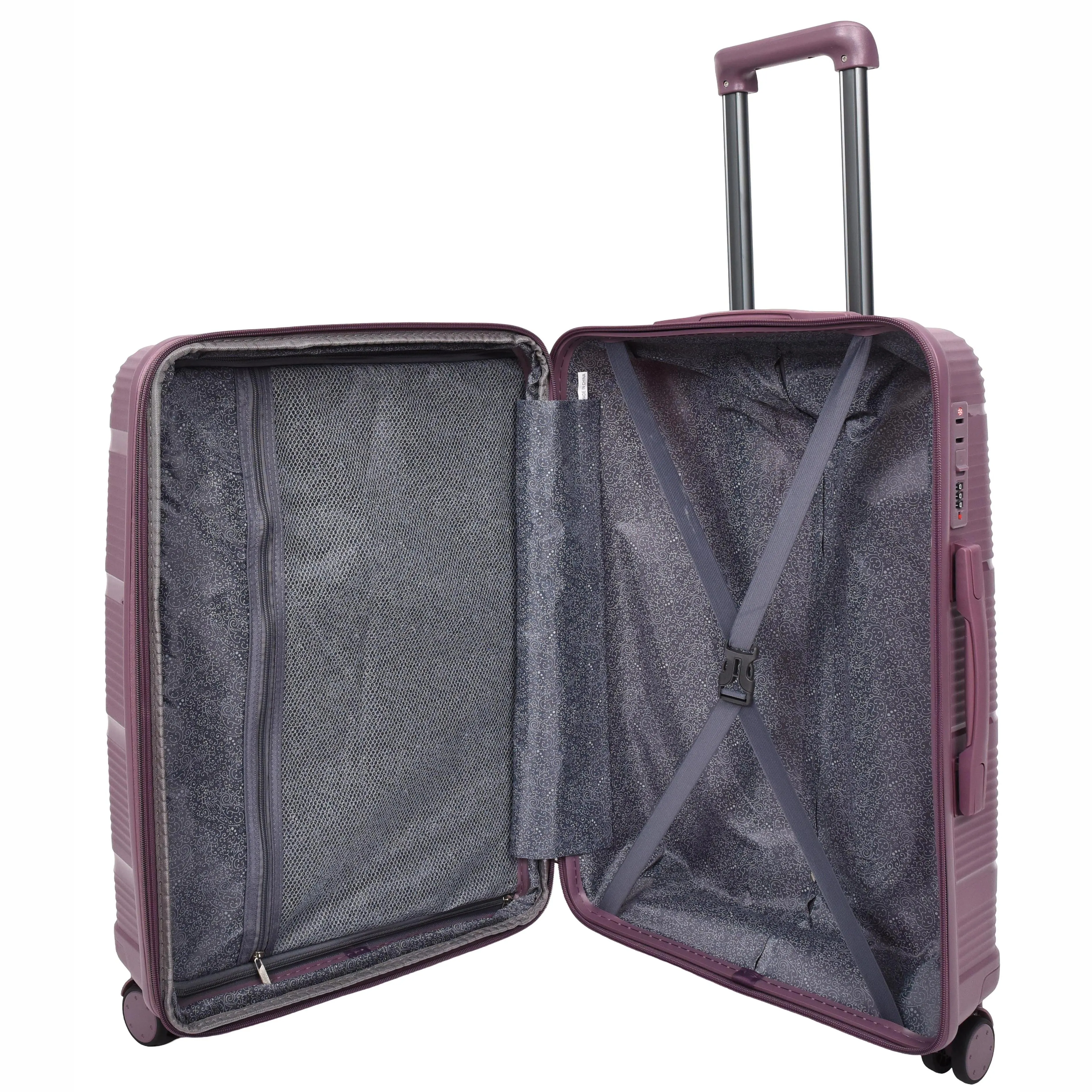 Expandable Hard Shell Luggage PP 8 Wheels Suitcases TSA Lock Travel Bags Titan Purple