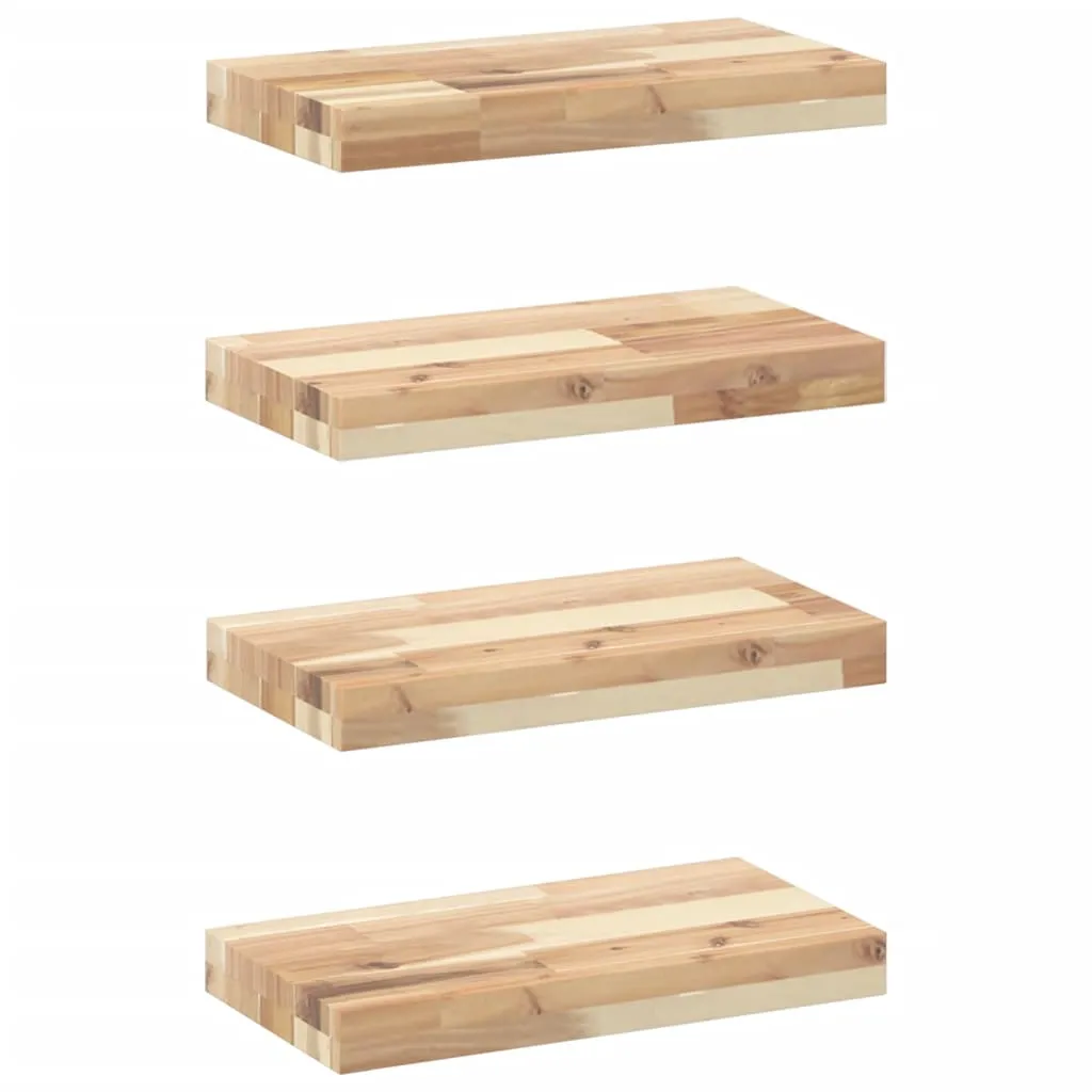 Floating Shelves 4 pcs 60x20x4 cm Untreated Solid Wood Acacia