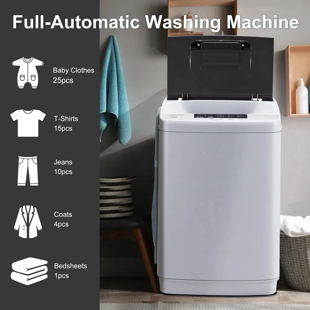 Full Automatic Washer Machine,Portable Washing Machine,Laundry Washer with 10 Wash Programs& LED Display& Built-in Drain Pump