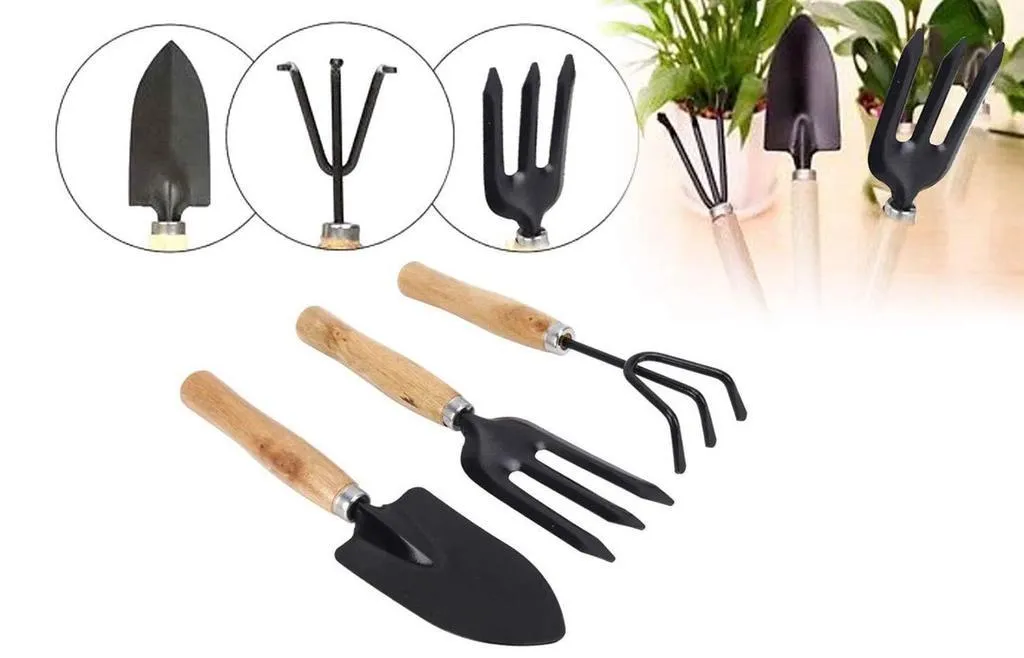 Gardening Tools kit Hand Cultivator, Small Trowel, Garden Fork (Set of 3)