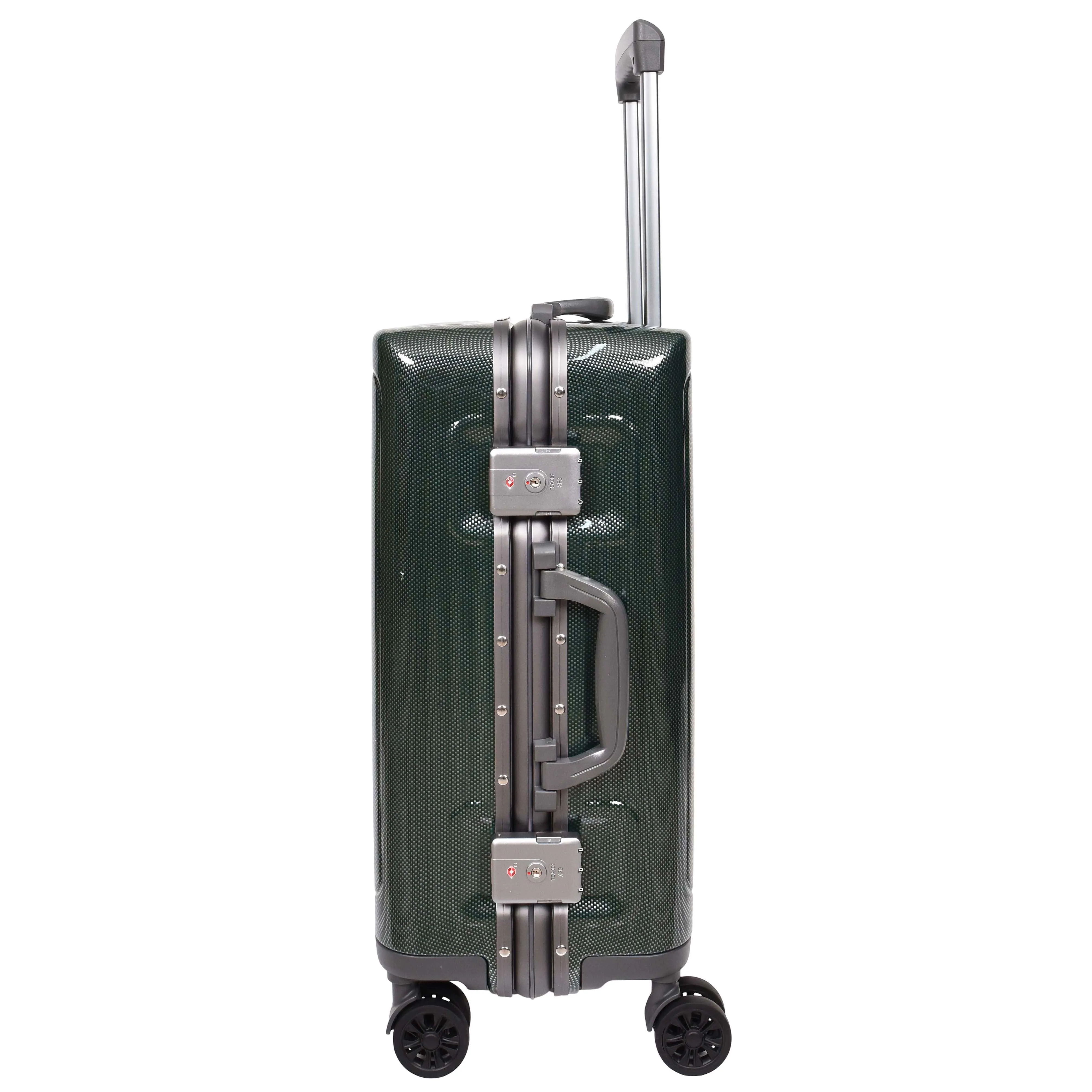 Hard side Spinner Luggage 8 Wheels Dual TSA Latch Metal Frame Suitcases Metatron Green