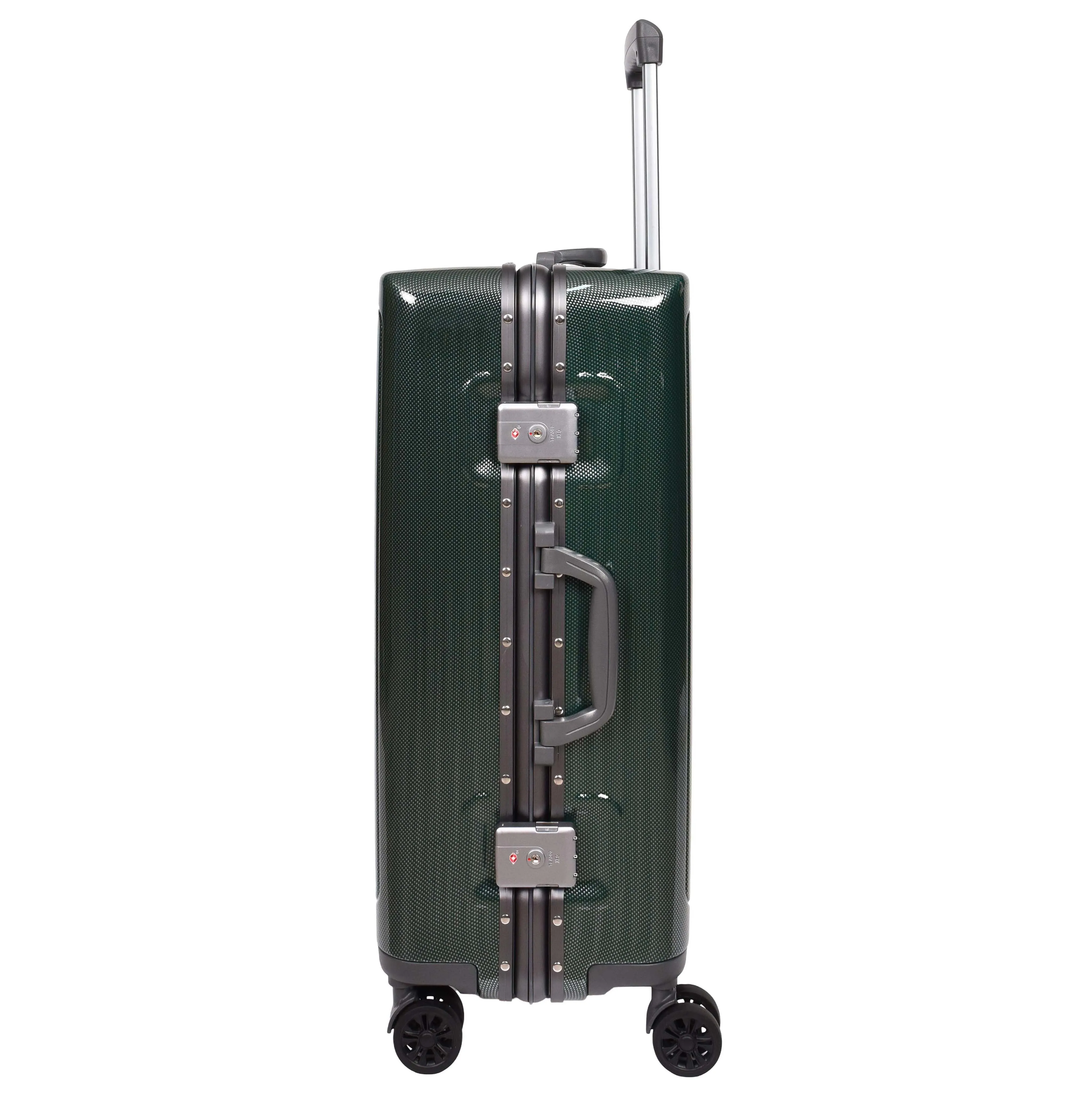 Hard side Spinner Luggage 8 Wheels Dual TSA Latch Metal Frame Suitcases Metatron Green