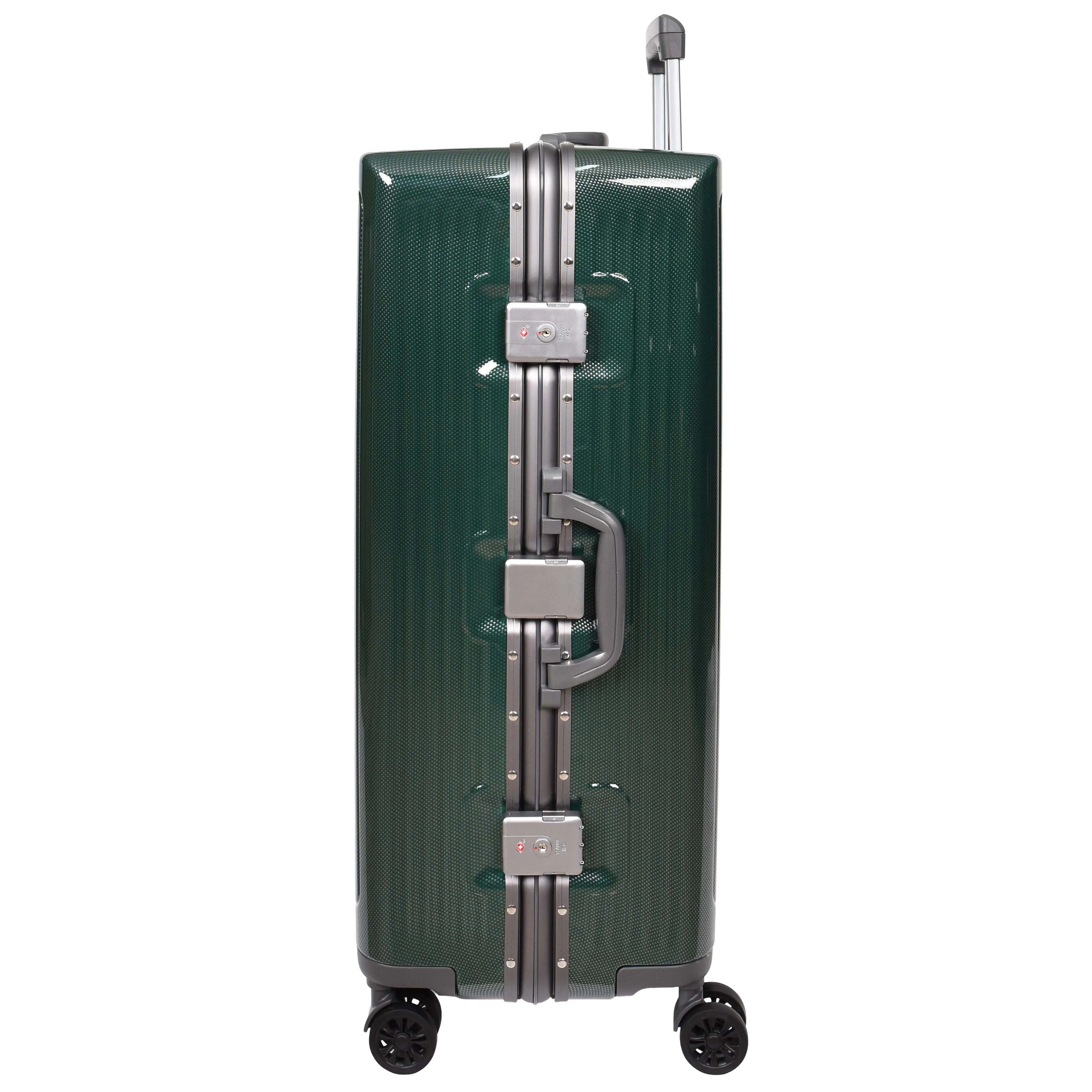 Hard side Spinner Luggage 8 Wheels Dual TSA Latch Metal Frame Suitcases Metatron Green