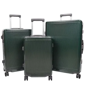 Hard side Spinner Luggage 8 Wheels Dual TSA Latch Metal Frame Suitcases Metatron Green