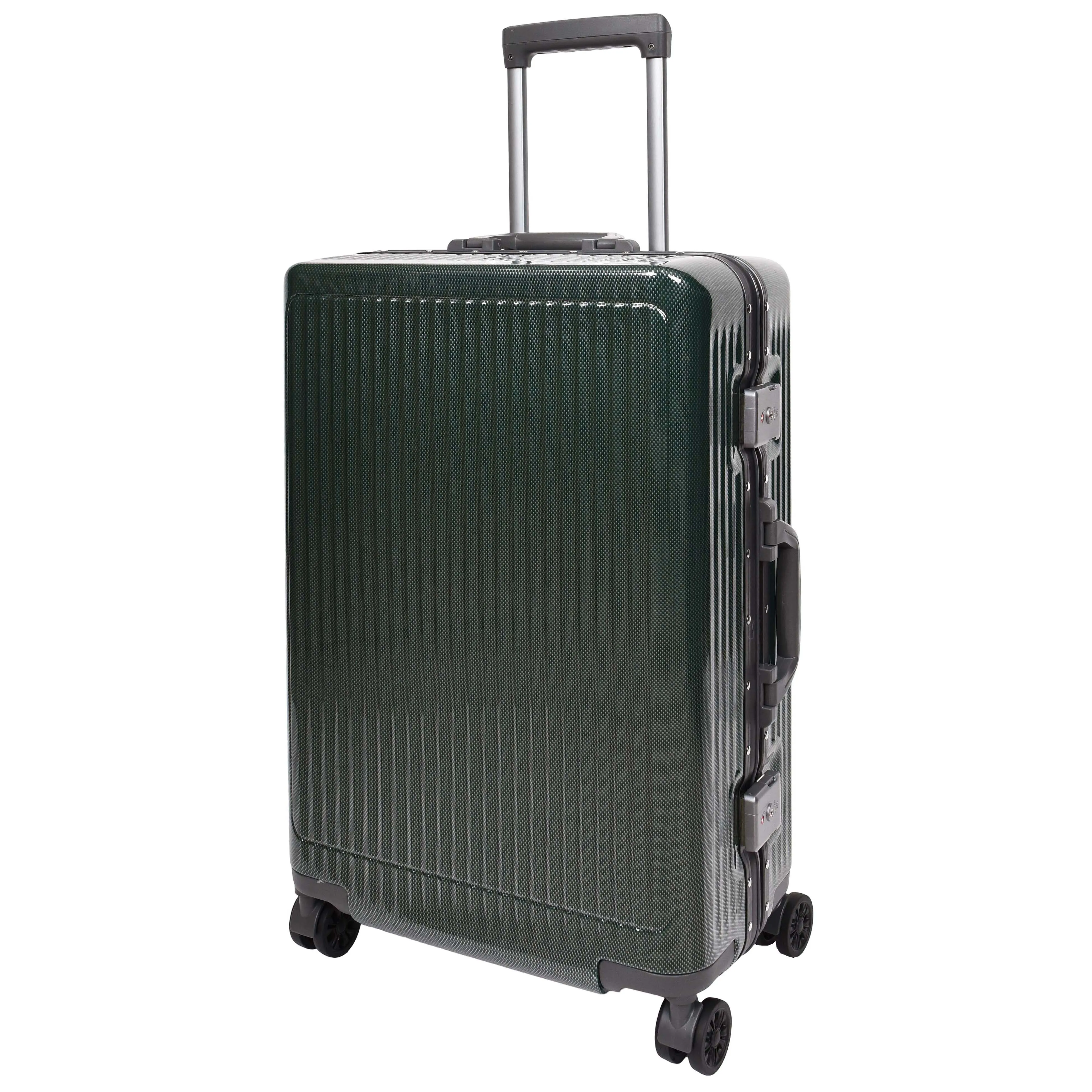 Hard side Spinner Luggage 8 Wheels Dual TSA Latch Metal Frame Suitcases Metatron Green