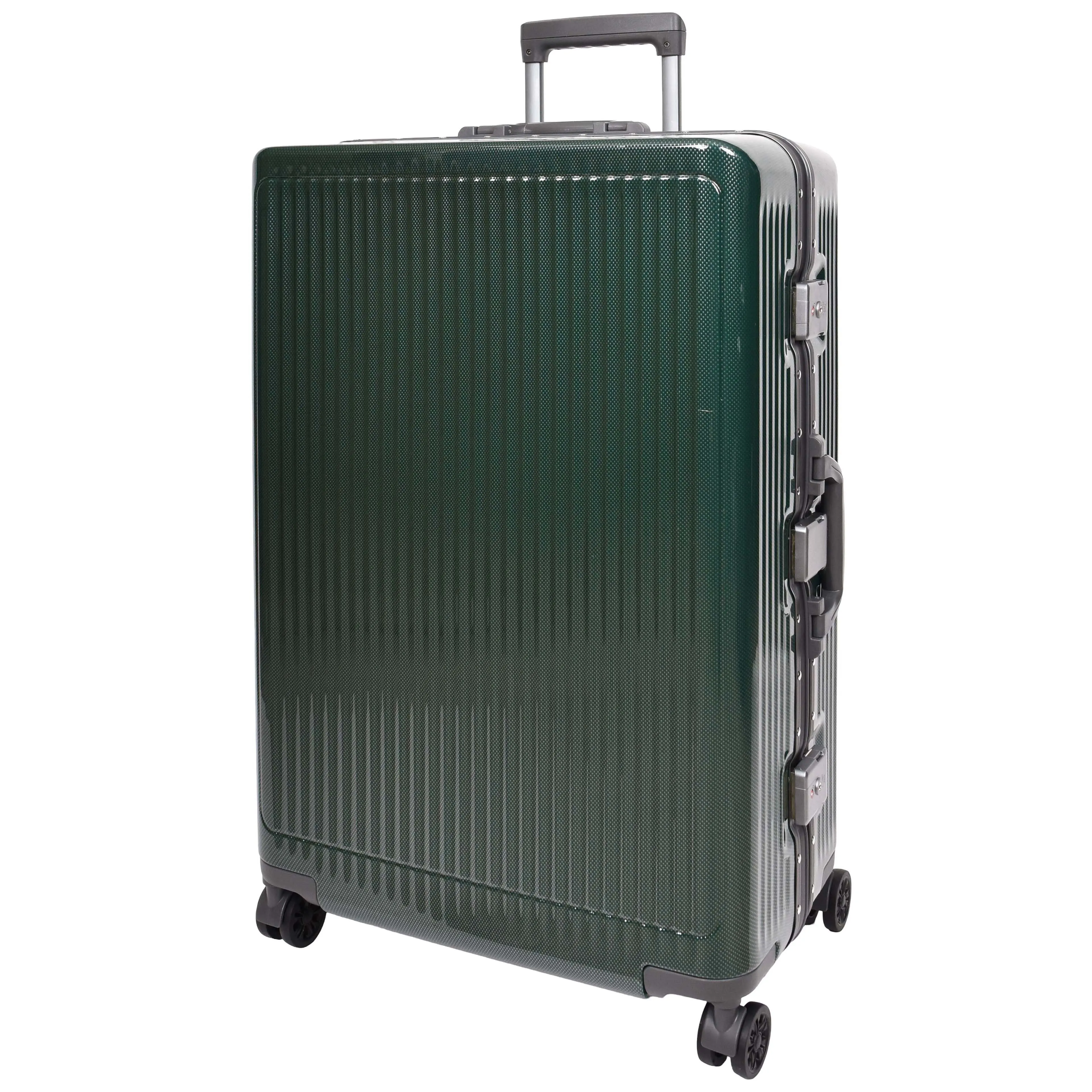 Hard side Spinner Luggage 8 Wheels Dual TSA Latch Metal Frame Suitcases Metatron Green