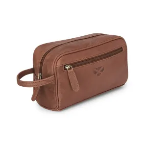 Hoggs Of Fife Monarch Leather Wash Bag Hazelnut