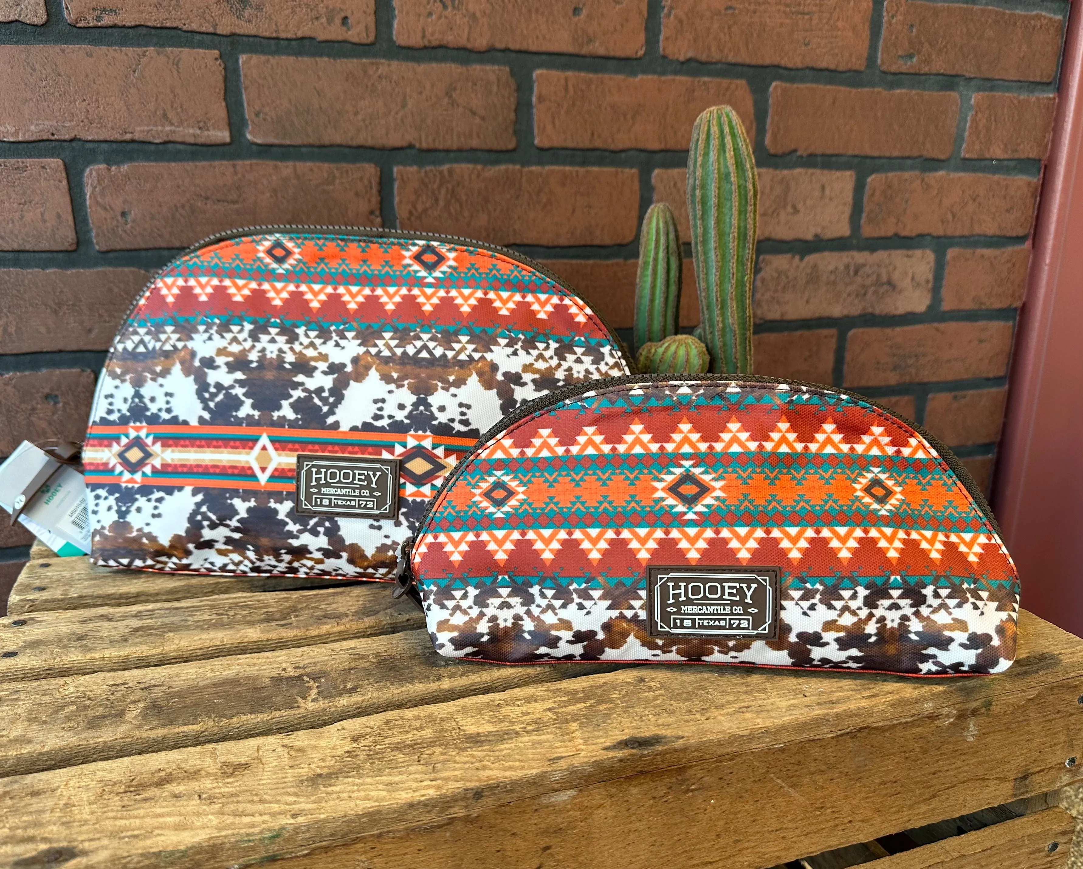 Hooey Cowprint Aztec Cosmetic Bag MB010-01 MB010-02