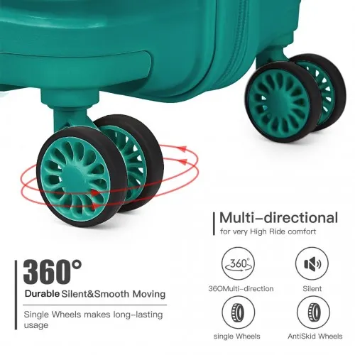 Kono 28 Inch Lightweight Polypropylene Hard Shell Suitcase with TSA Lock - Teal | Durable Travel Luggage with 360° Spinner Wheels