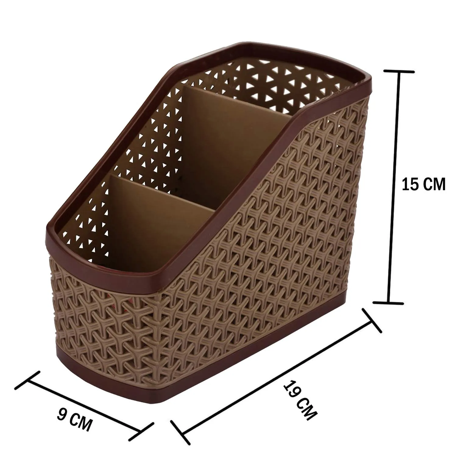 Kuber Industries Compact 3 Piece Plastic Storage Basket, Brown and Light Brown (CTKTC5261)