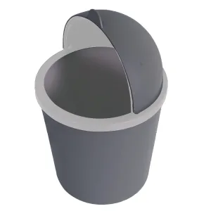 Kuber Industries Table Dustbin|Plastic Swinging Lid Waste Storage Garbage Bin|Desktop Trash Can For Study Table, Office(Gray)