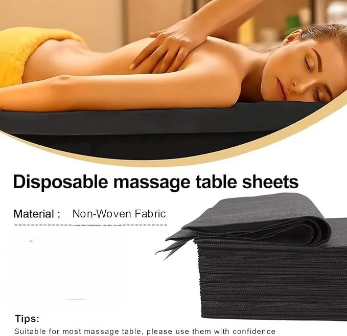 KUDIZE Disposable Non-Woven Bed Sheet (42 x 80 Inch) for Hospital, Hotel, Clinic, Spa, Travelling, Saloon, Saunas, Tattoo and Outing for Man, Woman, Elderly and Baby Care. (Black, Pack Of-50)