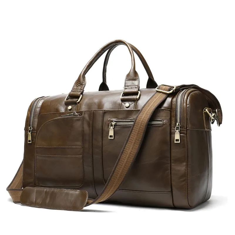 Large Capacity Durable Travelling Leather Duffel Bags For Men