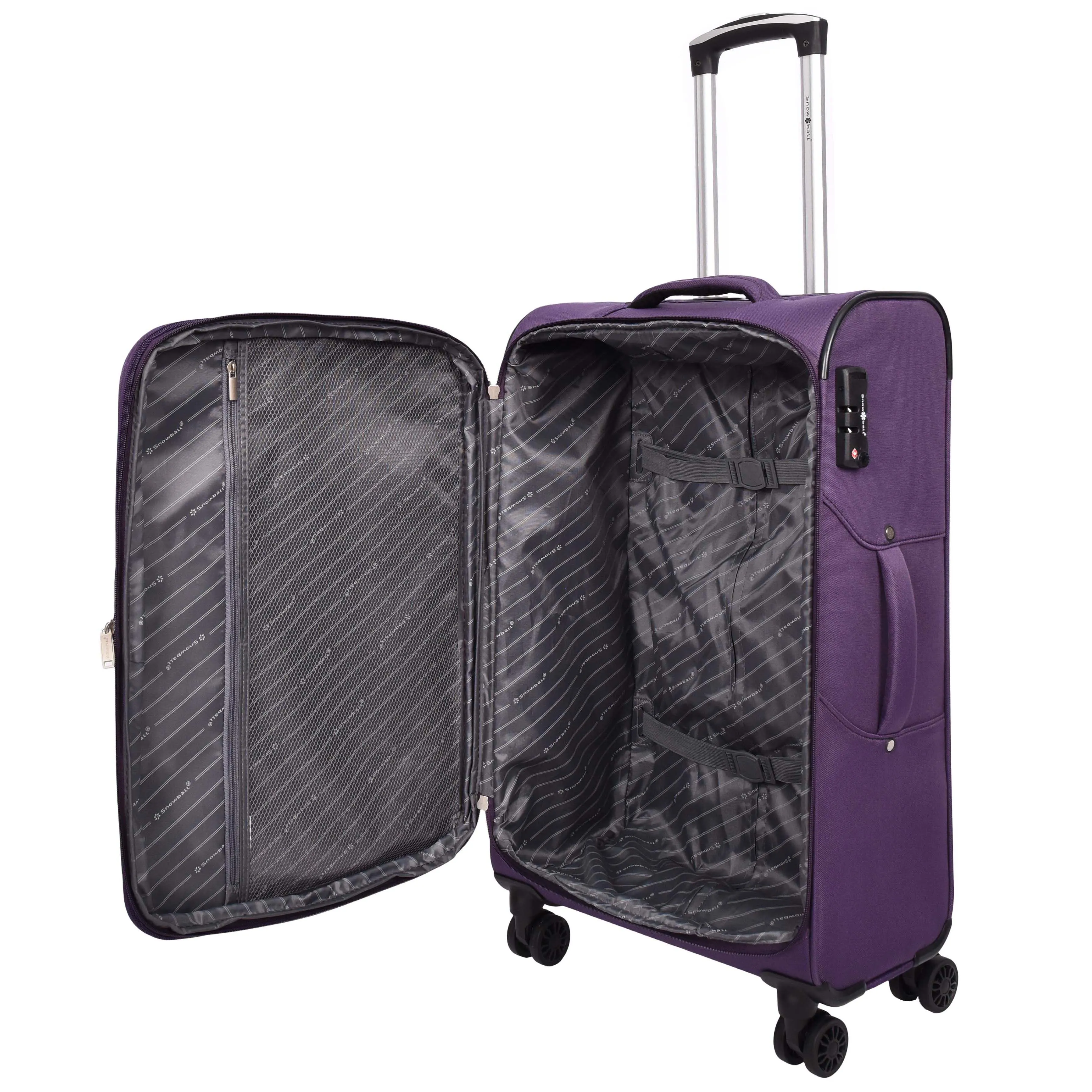 Lightweight Soft Suitcase 8 Wheel Expandable Luggage Pokeno Purple