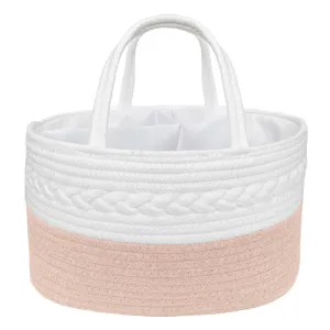 Living Textiles | 100% Cotton Rope Nappy Caddy - Small - Blush/White