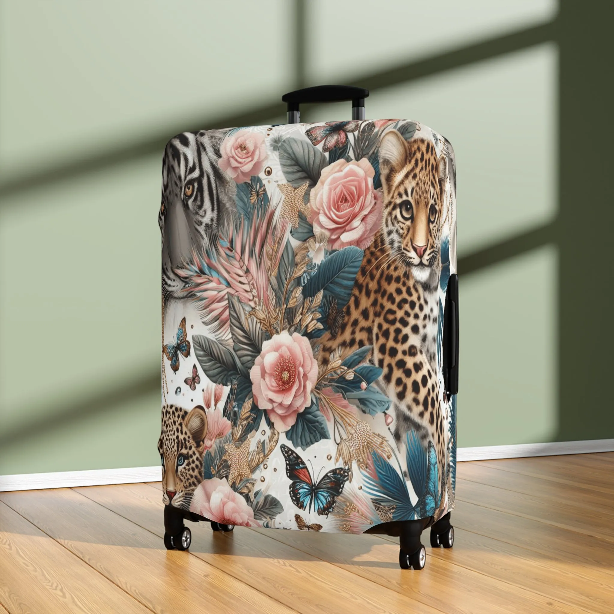 Luggage Cover, Floral Tiger and Leopards, awd-1438