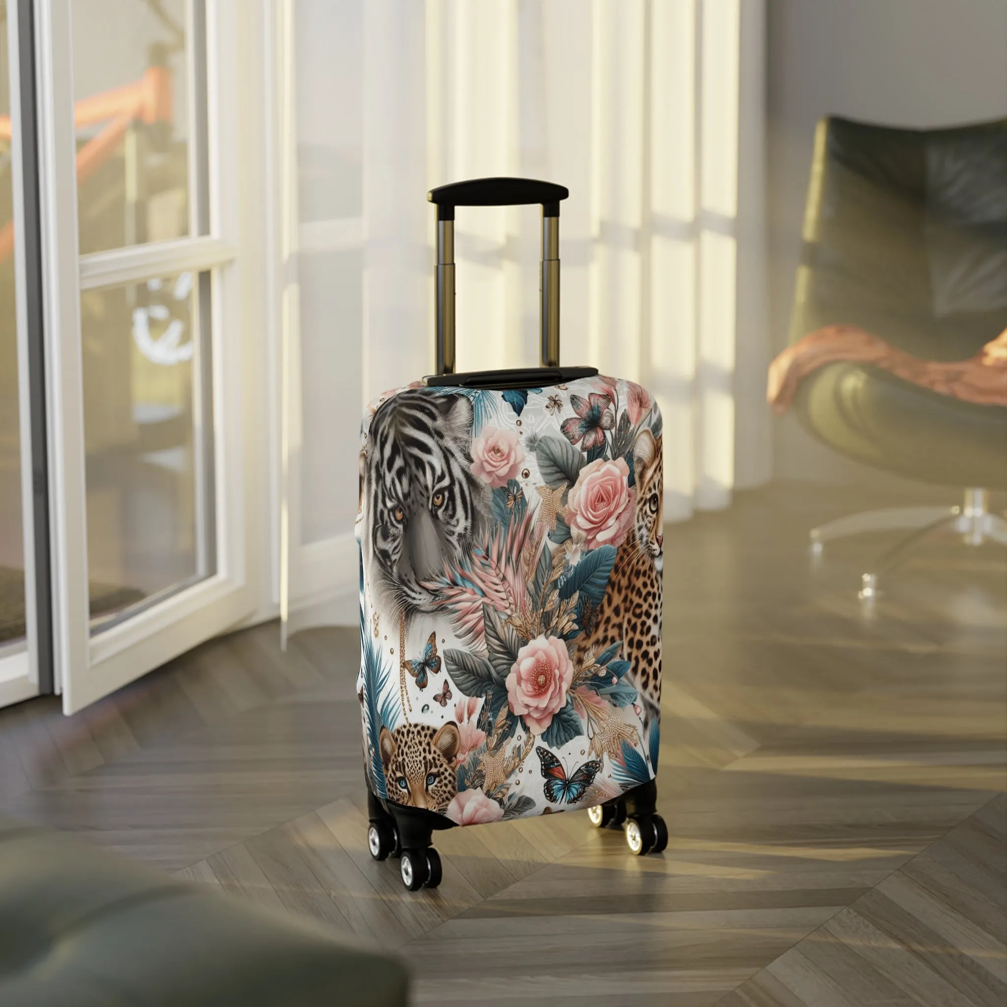 Luggage Cover, Floral Tiger and Leopards, awd-1438