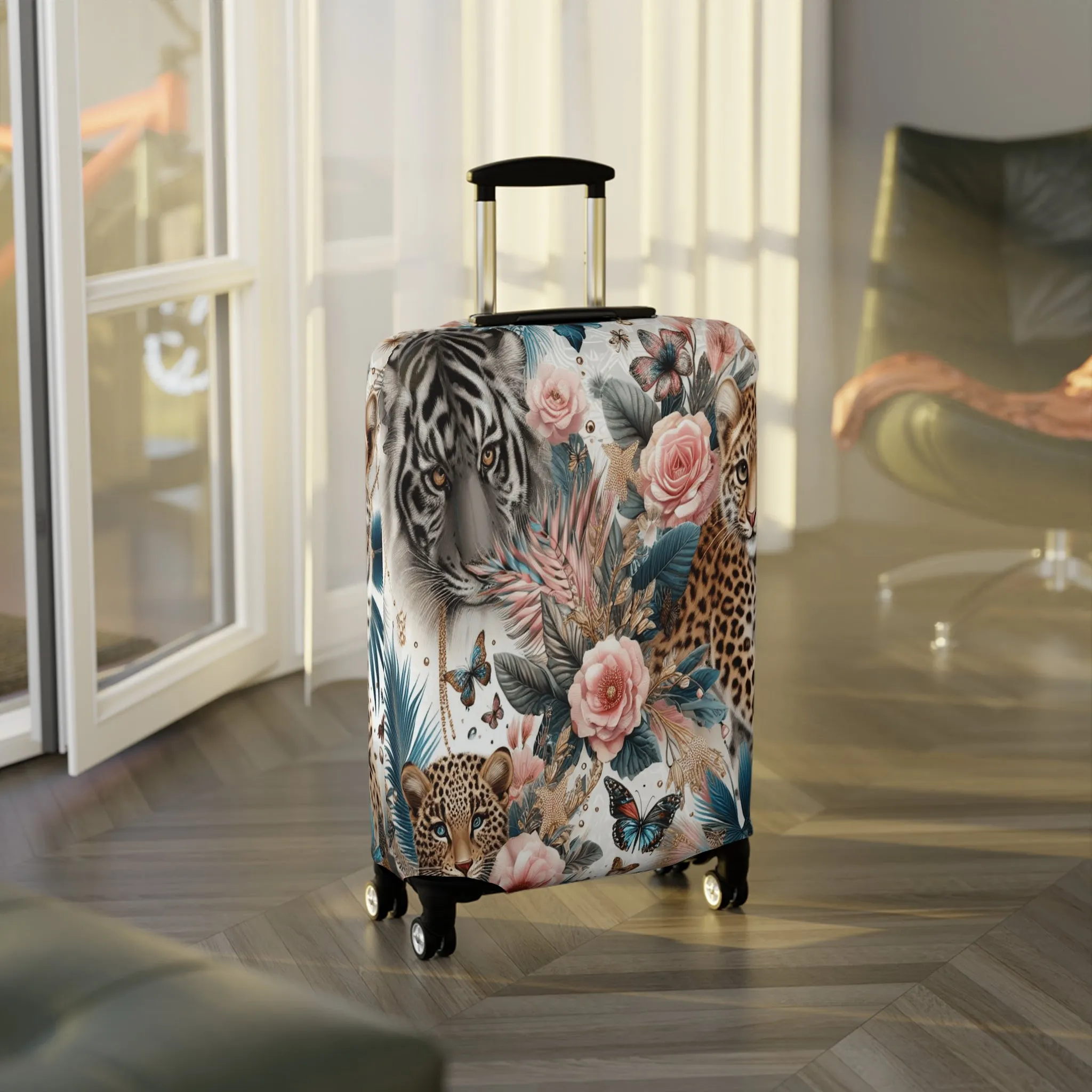 Luggage Cover, Floral Tiger and Leopards, awd-1438