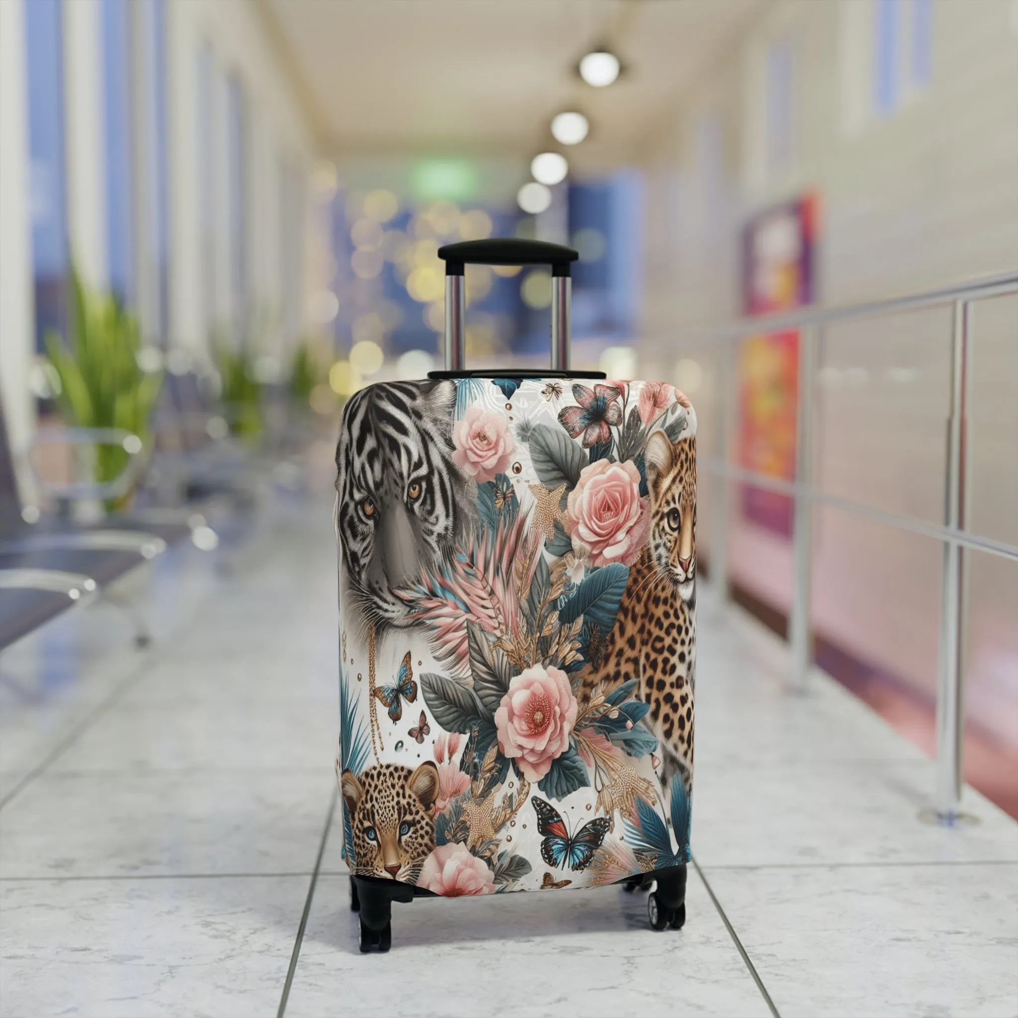 Luggage Cover, Floral Tiger and Leopards, awd-1438