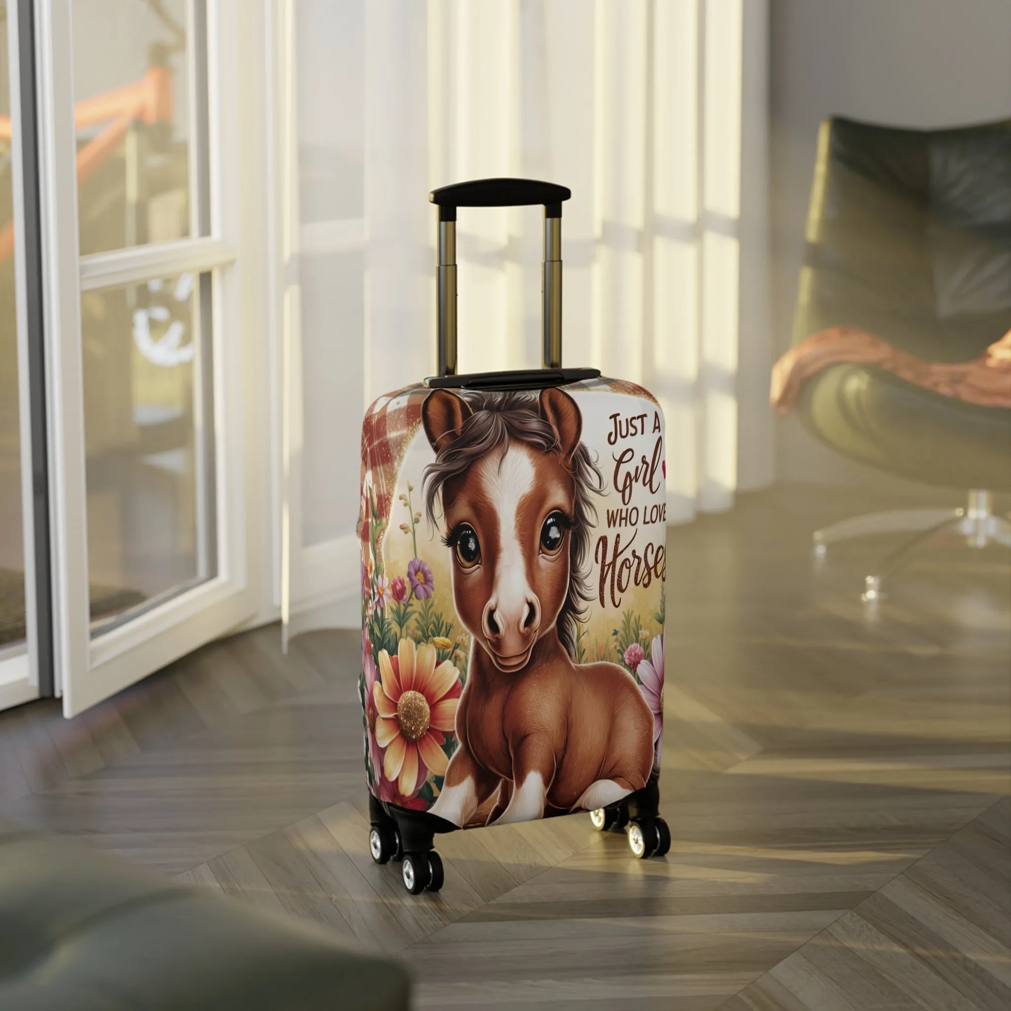 Luggage Cover, Just a Girl who Loves Horses, awd-3096