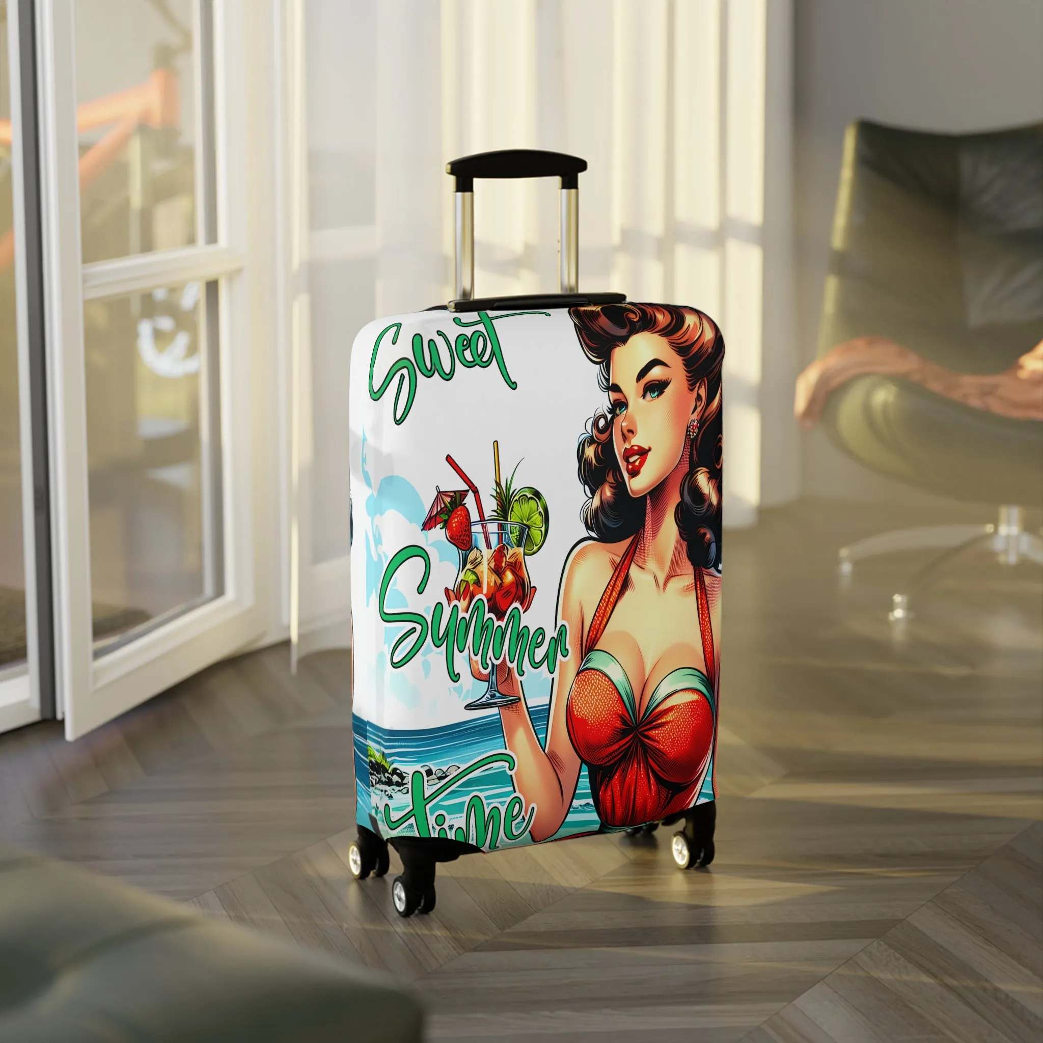 Luggage Cover, Retro Girl, Sweet Summer Time, awd-3006