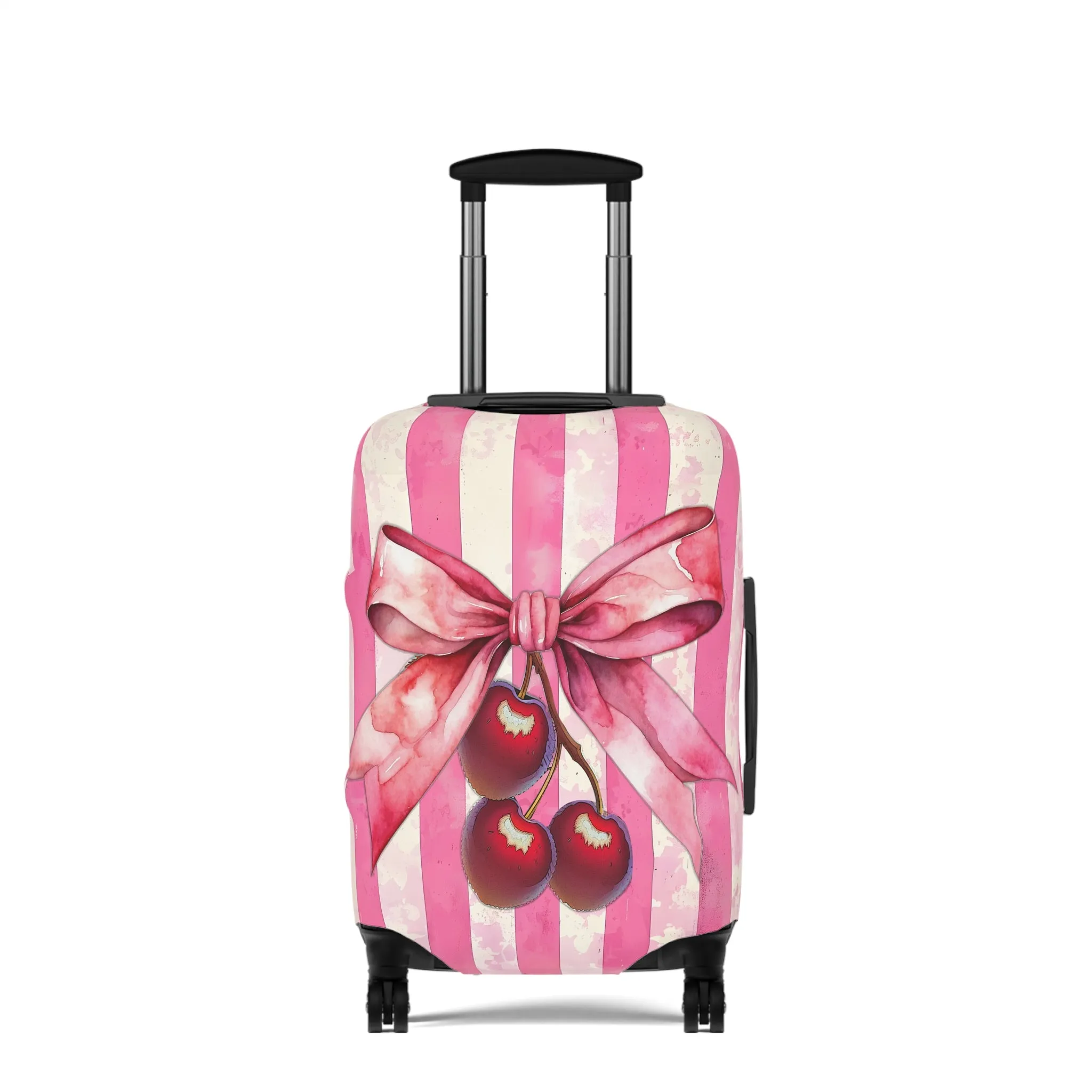 Luggage Cover, Rockabilly, Coquette, Candy Stripe, Cherries and Ribbon, awd-2516