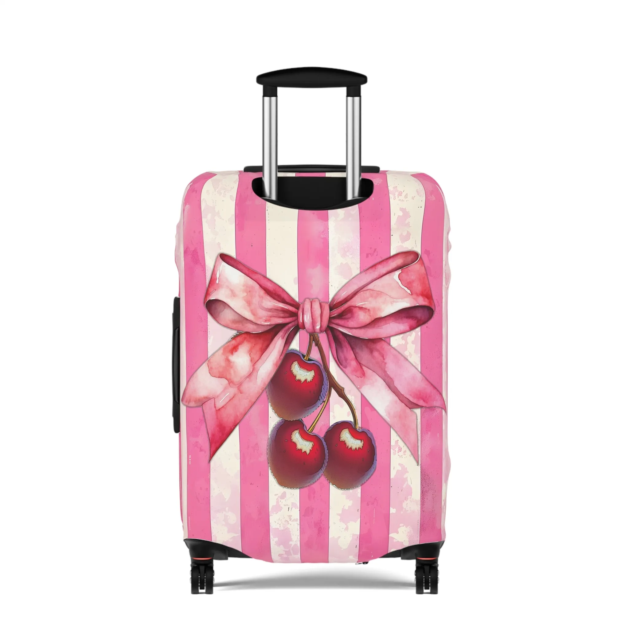 Luggage Cover, Rockabilly, Coquette, Candy Stripe, Cherries and Ribbon, awd-2516