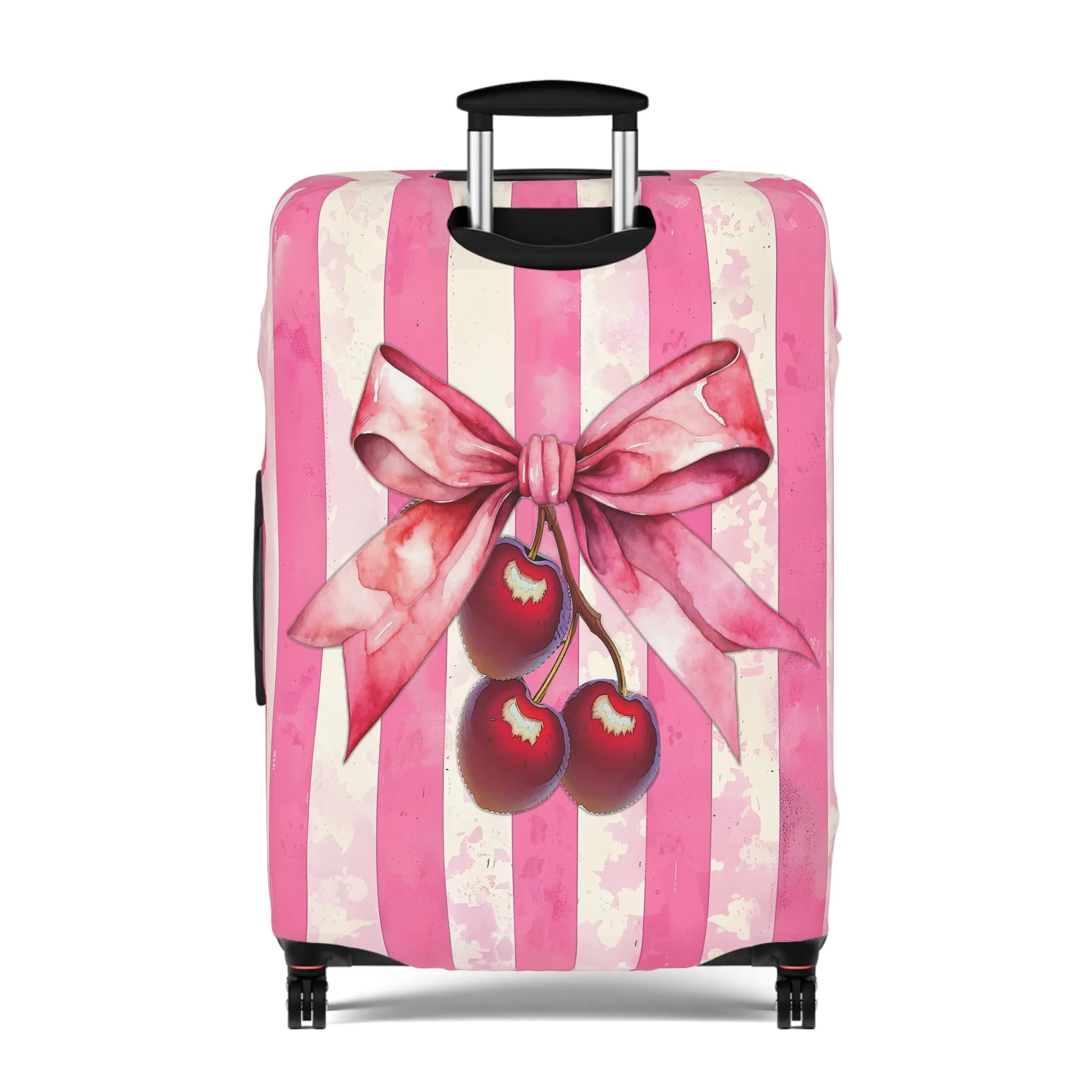 Luggage Cover, Rockabilly, Coquette, Candy Stripe, Cherries and Ribbon, awd-2516