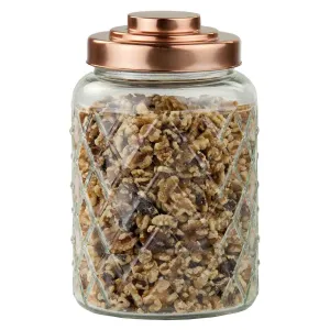 Medium 3.4 Lt Textured Glass Jar with Gleaming Air-Tight Copper Top